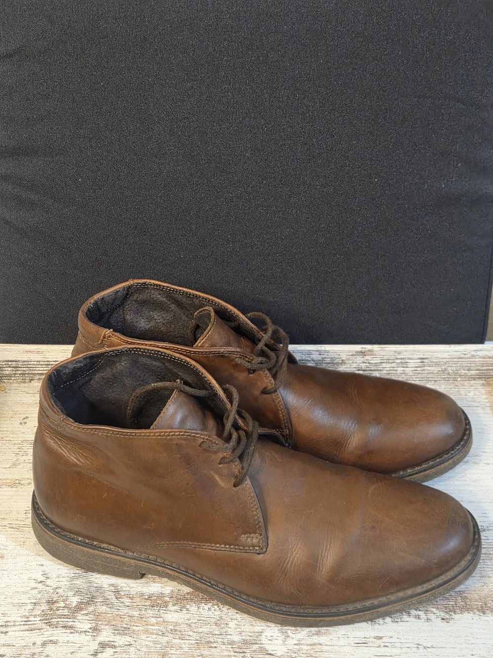Alfani Brown Leather Chukka Boots - Lace-Up Men's Desert Style